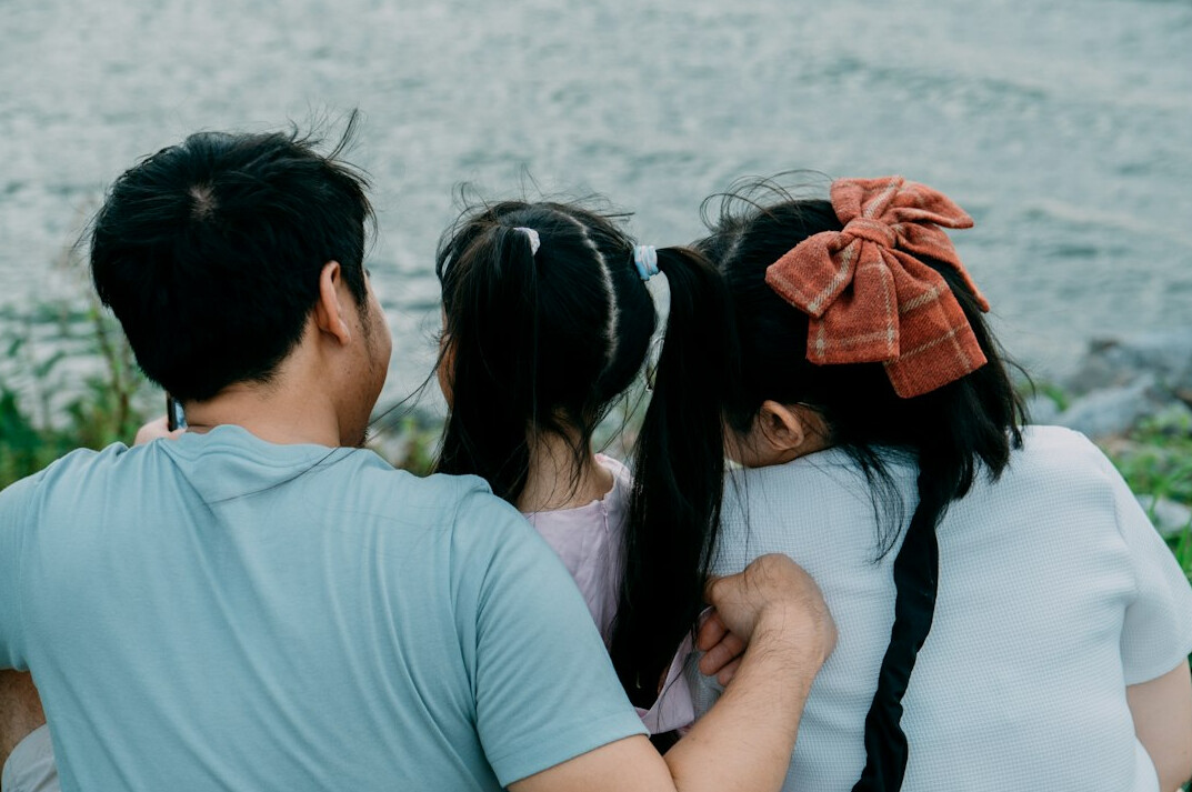 hopeful family outdoors