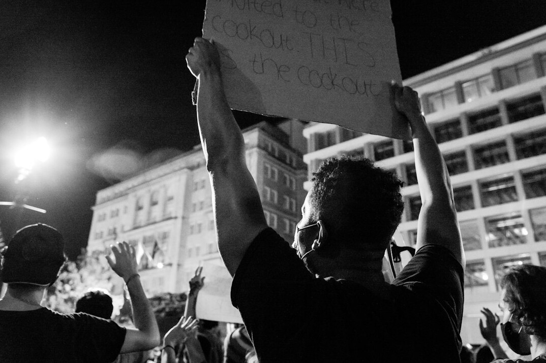 protesters on street